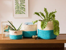 Load image into Gallery viewer, LAZIMA : Turquoise Colour Block Woven Basket