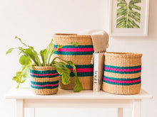 Load image into Gallery viewer, NDOTO : Turquoise, Pink and Sand Woven Storage Basket