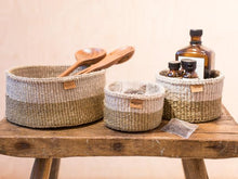 Load image into Gallery viewer, CHALI : Brown & Grey Colour Block Woven Basket