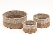 Load image into Gallery viewer, CHALI : Brown & Grey Colour Block Woven Basket