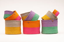 Load image into Gallery viewer, GHAFLA : Yellow & Grey Duo Colour Block Woven Basket