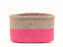 Load image into Gallery viewer, MALIZA: Grey & Fluoro Pink Colour Block Woven Basket