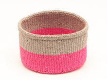 Load image into Gallery viewer, MALIZA: Grey & Fluoro Pink Colour Block Woven Basket
