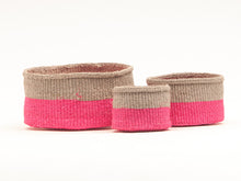 Load image into Gallery viewer, MALIZA: Grey & Fluoro Pink Colour Block Woven Basket