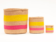 Load image into Gallery viewer, MAZAO: Fluoro Pink and Yellow Woven Storage Basket