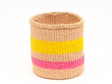 Load image into Gallery viewer, MAZAO: Fluoro Pink and Yellow Woven Storage Basket