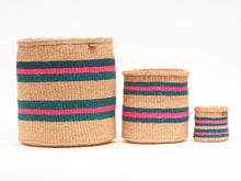 Load image into Gallery viewer, NDOTO : Turquoise, Pink and Sand Woven Storage Basket