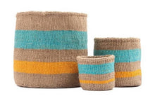 Load image into Gallery viewer, IWALO: Orange & Turquoise Woven Storage Basket