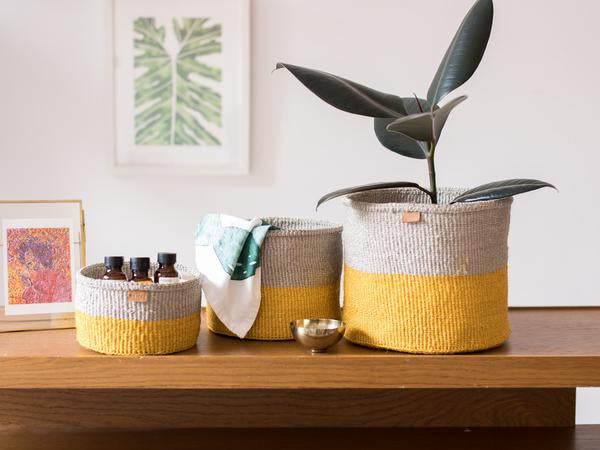 RUKIA : Orange Colour Block Woven Basket