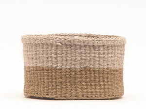CHALI : Brown & Grey Colour Block Woven Basket