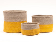 Load image into Gallery viewer, GHAFLA : Yellow &amp; Grey Duo Colour Block Woven Basket

