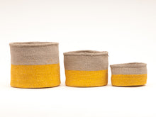 Load image into Gallery viewer, GHAFLA : Yellow &amp; Grey Duo Colour Block Woven Basket

