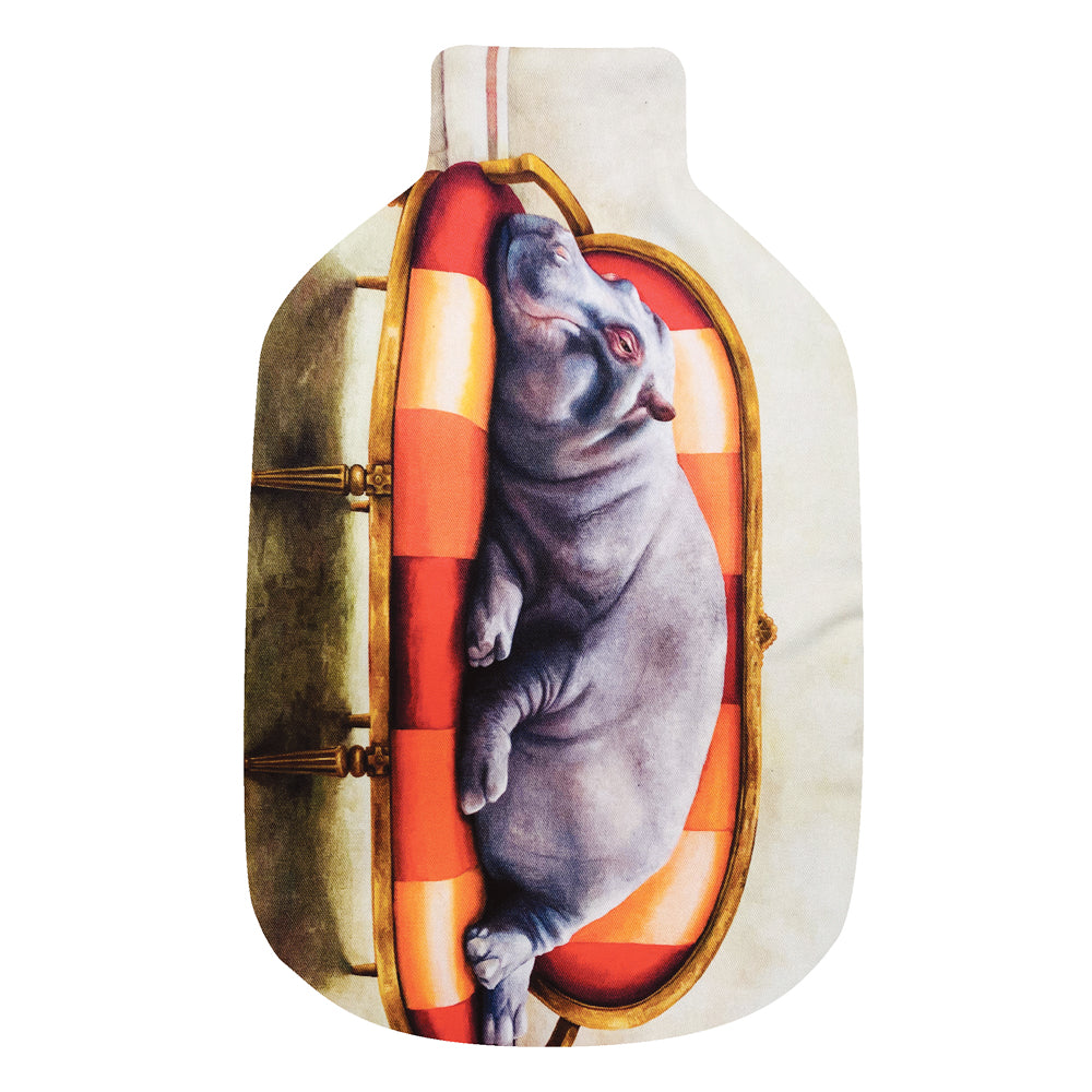 Wildlife At Leisure: Hippo Hot Water Bottle Cover & Rubber Bottle