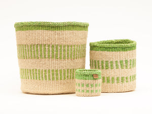 KURUDIA: Green Stripe Woven Storage Basket