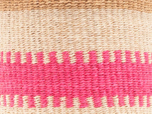 Load image into Gallery viewer, KUZUIA: Fluoro Pink and Natural Woven Storage Basket
