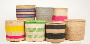 MAZAO: Fluoro Pink and Yellow Woven Storage Basket