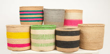 Load image into Gallery viewer, KUZUIA: Fluoro Pink and Natural Woven Storage Basket

