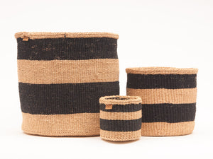 MCHORO : Charcoal and Sand Woven Storage Basket