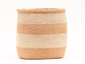 MSETO: Sand and Natural Wide Stripe Woven Storage Basket