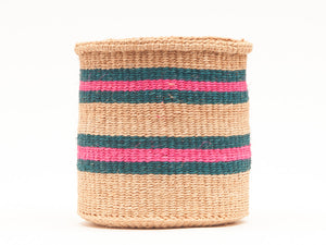 NDOTO : Turquoise, Pink and Sand Woven Storage Basket