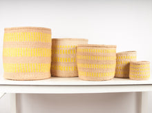 Load image into Gallery viewer, NJANO : Natural and Yellow Stripe Woven Storage Basket
