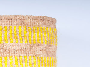 NJANO : Natural and Yellow Stripe Woven Storage Basket