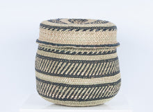 Load image into Gallery viewer, NYUMBA : Black and Natural Lidded Storage Baskets (3 variants)

