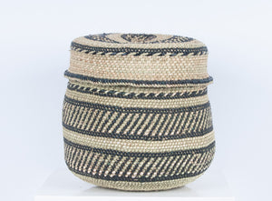 NYUMBA : Black and Natural Lidded Storage Baskets (3 variants)