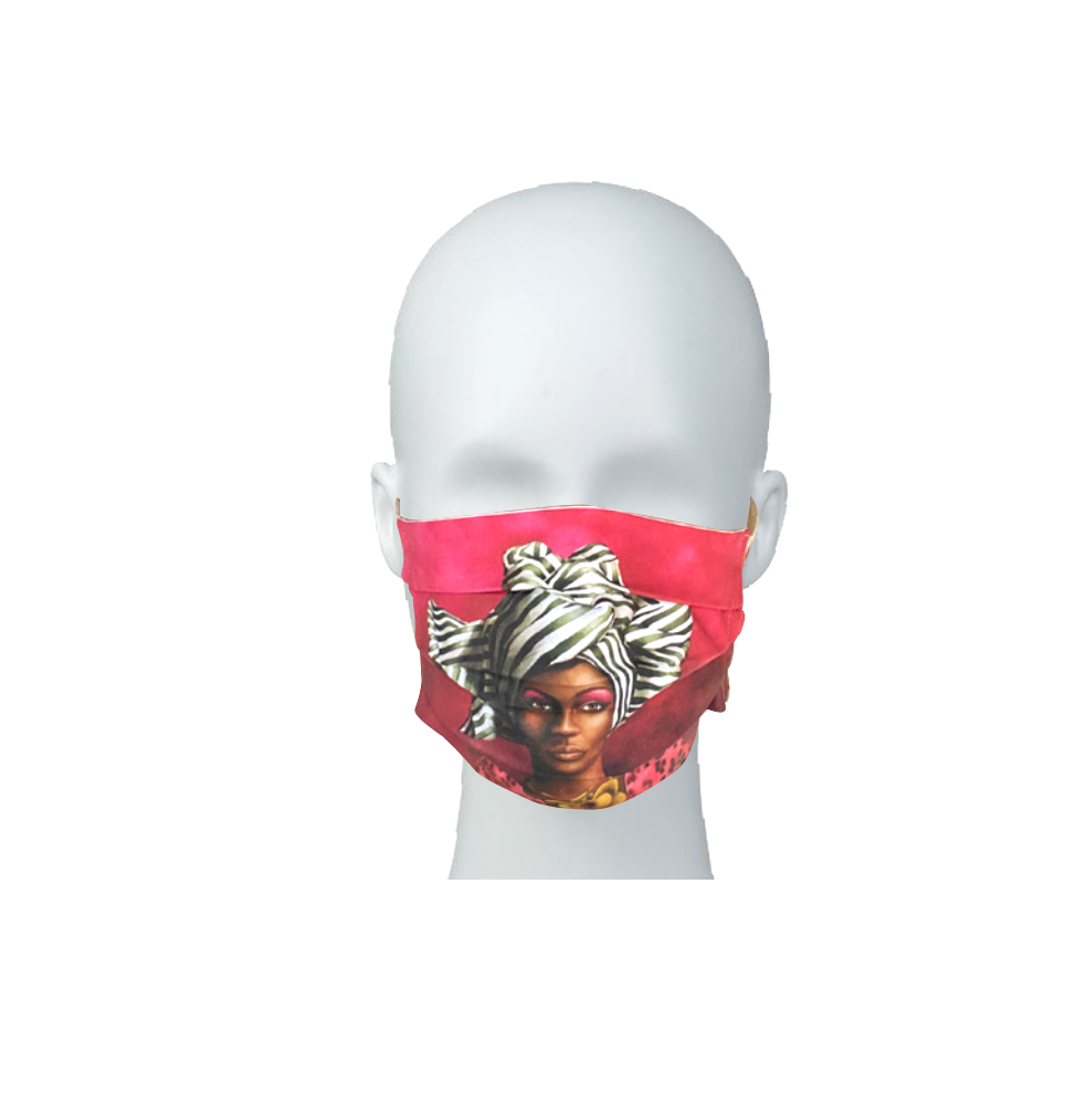 African Woman Black & White Face Mask