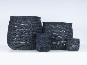 Black woven online storage baskets
